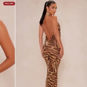 Leopard Print Backless Dress